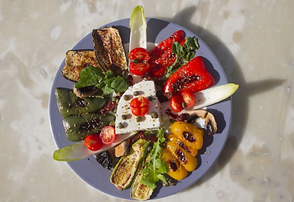 Plate with grilled vegetables